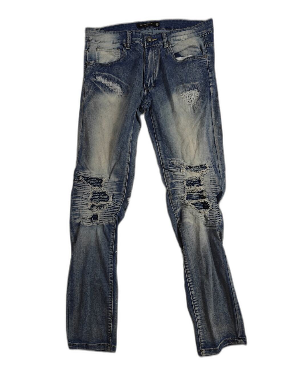 Mens Road Narrows NYC Moto Jeans Blue Size 30